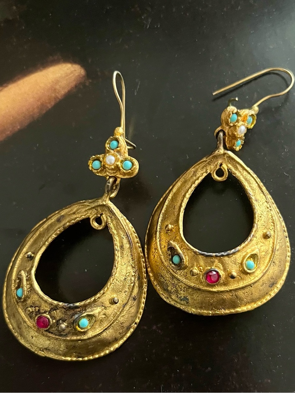 Earrings Pair Bijou Gold-plated Handmade